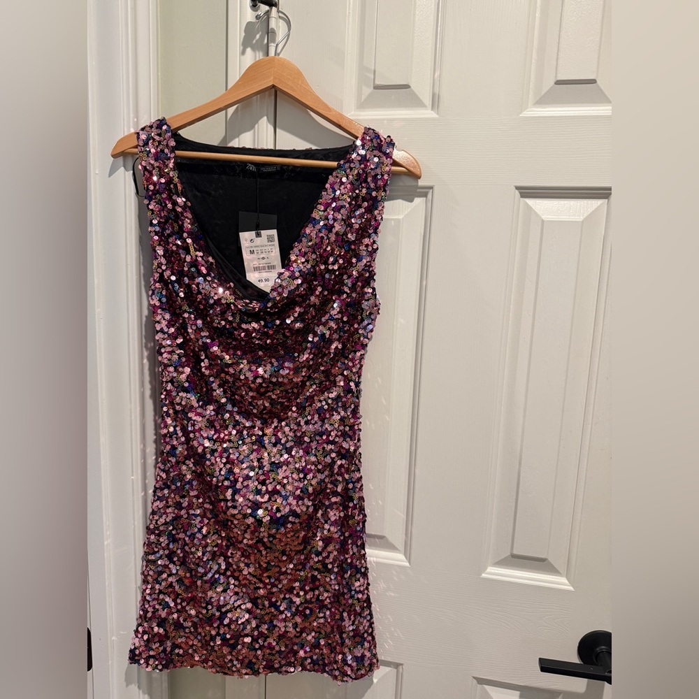 Zara Multicolor Sequin Mini Dress